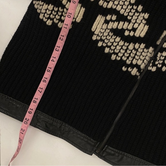 Anthropologie || Ett:twa Sweater Knit Moto Leather Jacket Black Small - Picture 7 of 8